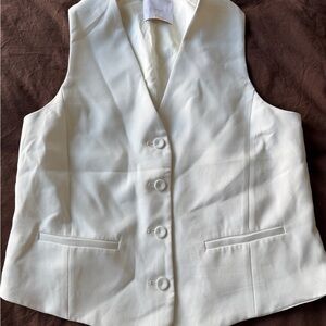 Mango White Button Vest